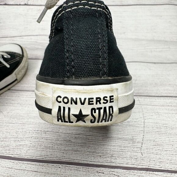 converse all star low top black/white canvas shoes size 2.5 Big Kid - Picture 3 of 6